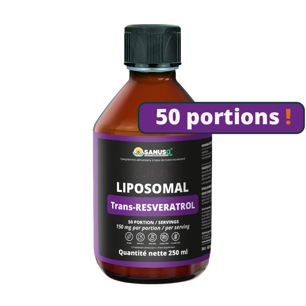 SANUSq Health Trans-Resvératrol liposomal 250ml – 50 portions, 150mg par portion