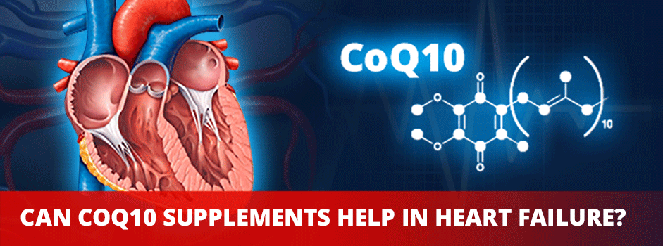 Can CoQ10 supplements help in heart failure — anatomical heart with CoQ10 molecular structure