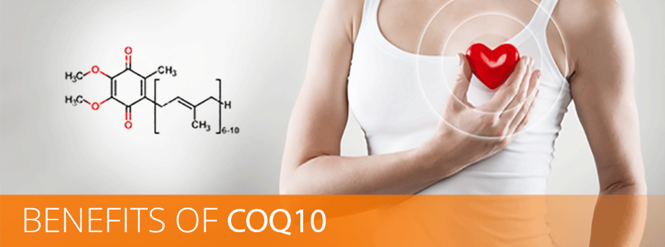SANUSq Health CoQ10 benefits for heart health showing molecular structure
