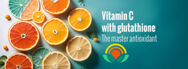 Liposomal vitamin C with glutathione: citrus and a cellular antioxidant motif on the article banner.