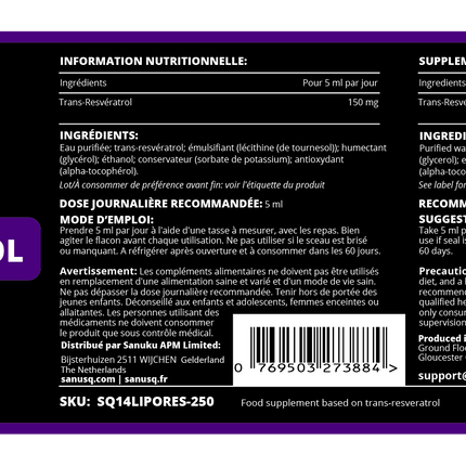 Resveratrol liposomique antioxydant