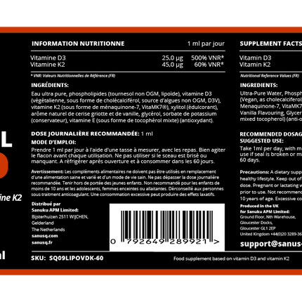 Vitamines D3+K2 liposomiques