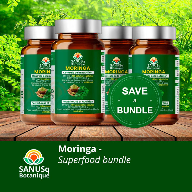 SANUSq Botanique Moringa superfood savings bundle – 4 bottles powerhouse of nutrition