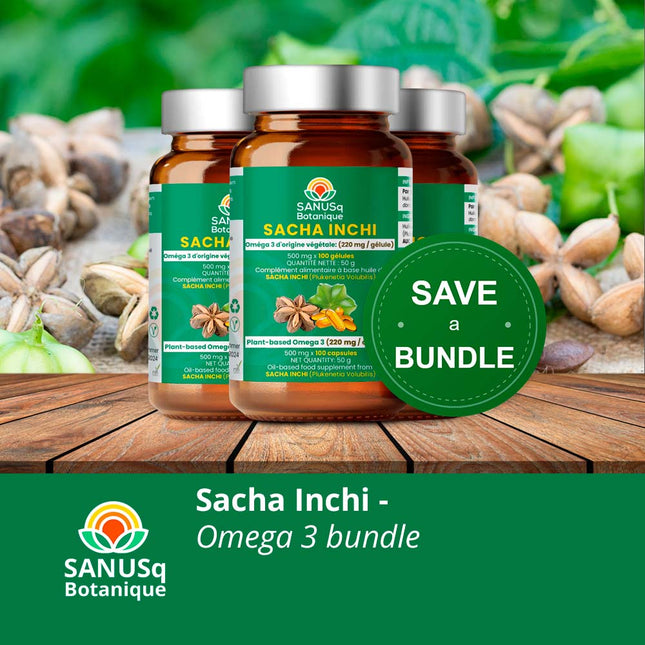 SANUSq Botanique Sacha Inchi plant-based Omega 3 savings bundle – 3 bottles 220mg per capsule