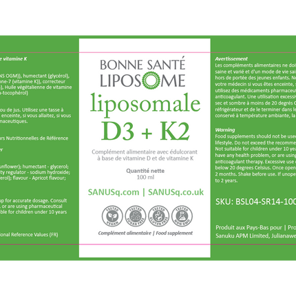 Liposomale Vitamine D3 et K2