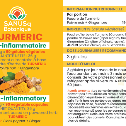 Turmeric Anti-inflammatory organic capsules